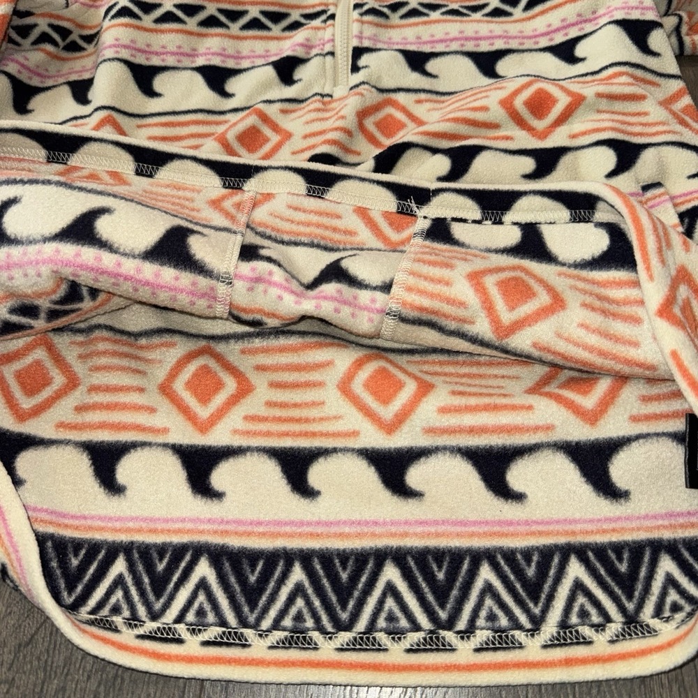 O'Neill Hoodie Woman's Sz Large Beige Aztec Fleece Quarter Zip Pullover Tribal - Picture 9 of 13